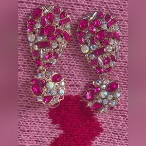 Elegant Pink and Gold Statement Earrings